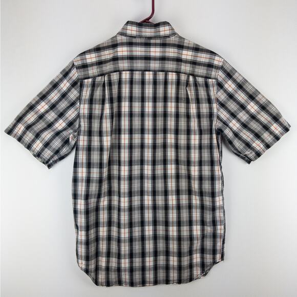 Carhartt Work Shirt Men's Small Relaxed Fit Plaid White Gray Logo 100% Cotton - Picture 5 of 10